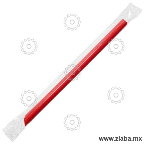 Popote estuchado para tapioca - 23cm x 10mm, Rojo - Karat