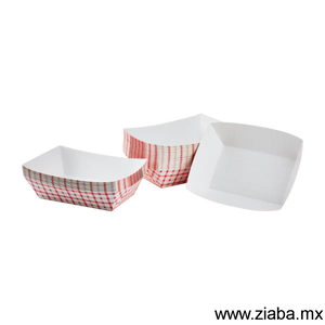 Charola de cartón para alimentos, Diseño Rojo y Blanco - 1.270kg - Karat