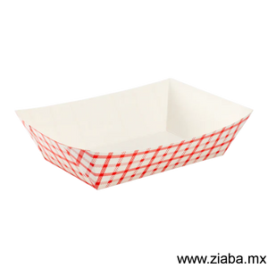 Charola de cartón para alimentos, Diseño Rojo y Blanco - 1.270kg - Karat
