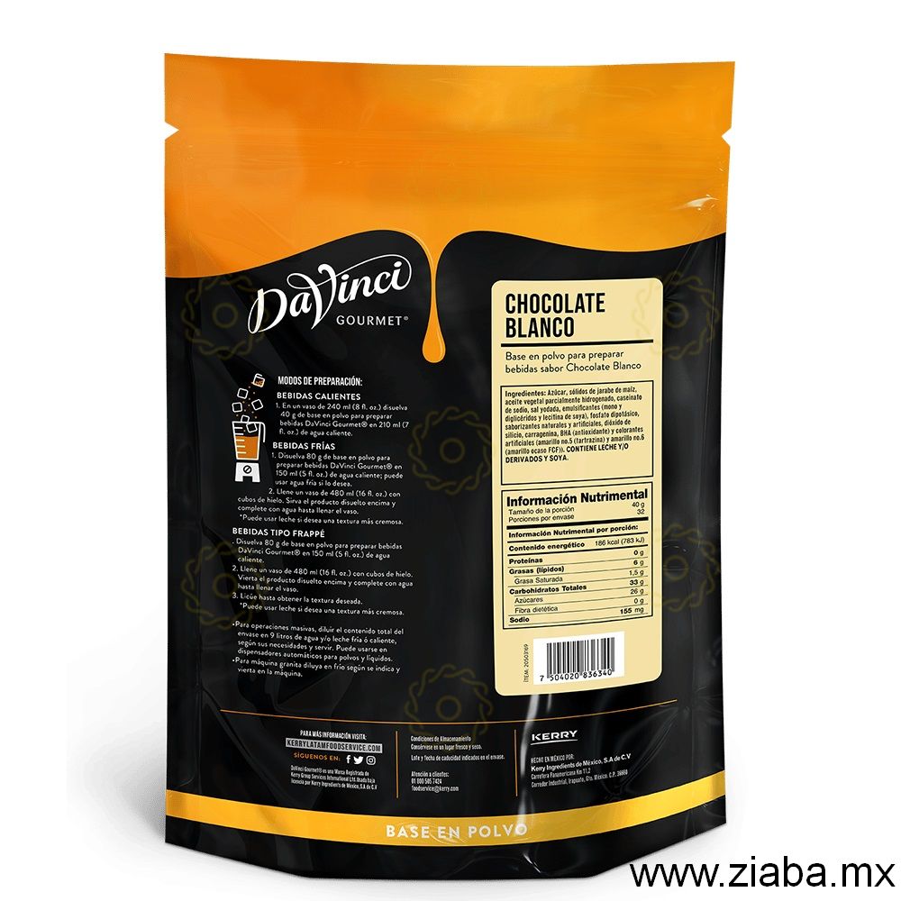 Chocolate Blanco - Polvo DaVinci Gourmet