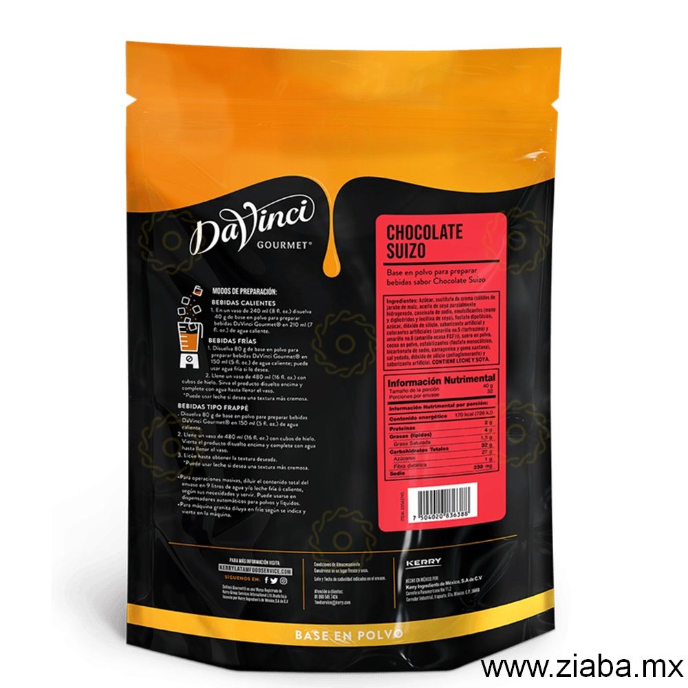 Chocolate Suizo - Polvo DaVinci Gourmet