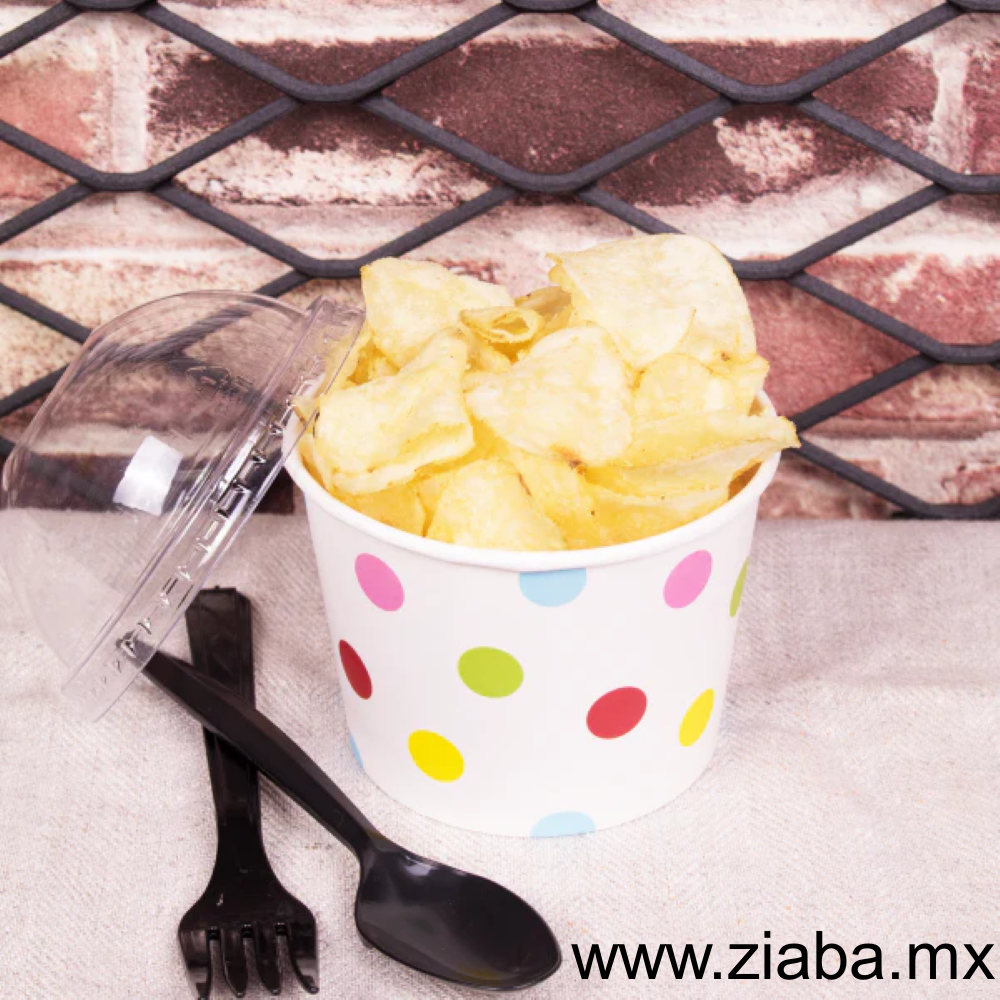 Contenedor de Papel para Alimentos o Helado, Diseño de puntos - 12 y 16 oz - Karat