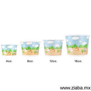 Contenedor de Papel para Alimentos o Helado, Safari - 4, 8, 12 y 16 oz - Karat