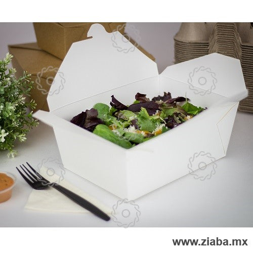 Contenedor Rectangular de Cartón para Alimentos, Blanco, 110oz - Karat