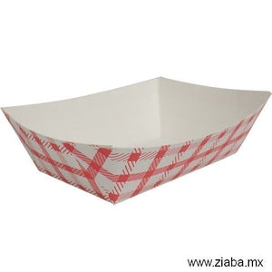 Charola de cartón para alimentos, Diseño Rojo y Blanco - 1.135kg - Karat