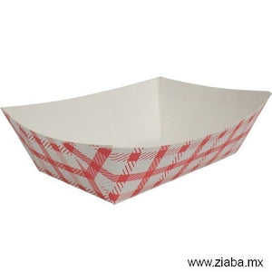 Charola de cartón para alimentos, Diseño Rojo y Blanco - 900g - Karat