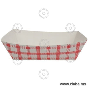 Charola de cartón para alimentos, Diseño Rojo y Blanco - 1.360kg - Karat