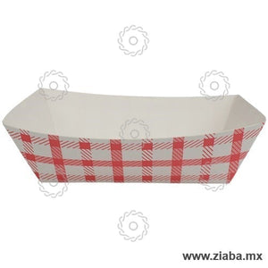 Charola de cartón para alimentos, Diseño Rojo y Blanco - 900g - Karat