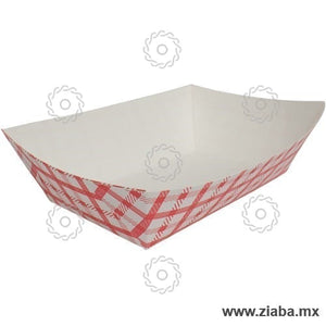 Charola de cartón para alimentos, Diseño Rojo y Blanco - 1.360kg - Karat