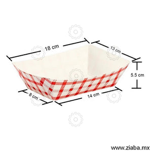 Charola de cartón para alimentos, Diseño Rojo y Blanco - 1.360kg - Karat