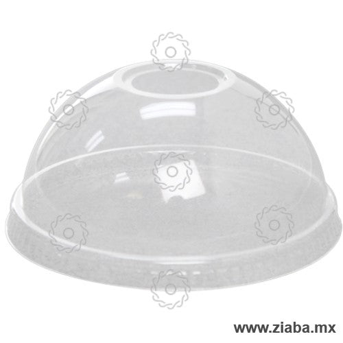 Tapa Domo Biodegradable de PLA con Orificio para Vaso Transparente para Bebidas Frías de 12-16oz, 98mm - Karat Earth