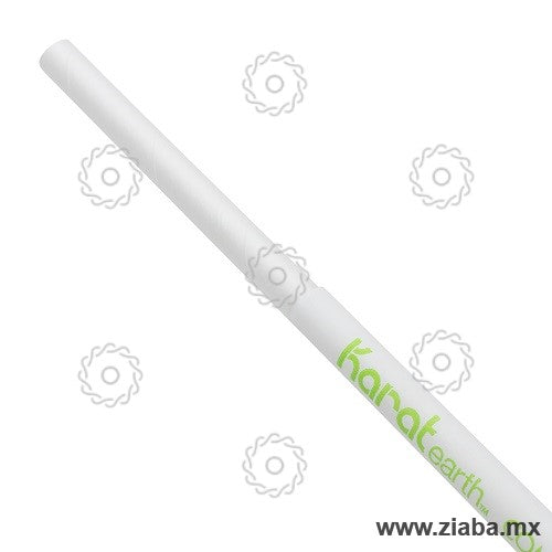 Popote Biodegradable de Papel Estuchado, 20cm x 5mm, Blanco - Karat Earth