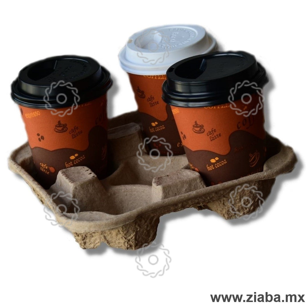 Portavasos Biodegradable de Cartón de 4 compartimentos - Ziaba
