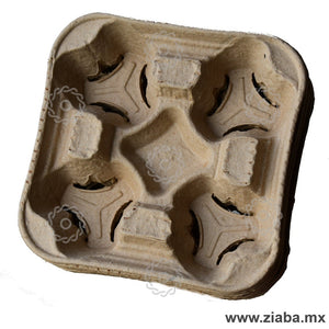 Portavasos Biodegradable de Cartón de 4 compartimentos - Ziaba