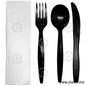 Kit de Cubiertos de Plástico con Servilleta Estuchado, Varios Colores - Karat