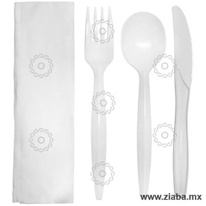 Kit de Cubiertos de Plástico con Servilleta Estuchado, Varios Colores - Karat