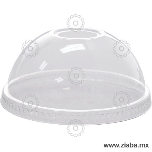 Tapa Domo con Orificio para Vaso Transparente de PET para Bebidas Frías de 12-20oz, 98mm - Karat